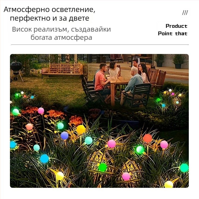 Трансгранична слънчева лампа за земята Firefly, домакинска водоустойчива градинска лампа, лампа за трева, външна LED лампа за контрол на светлината