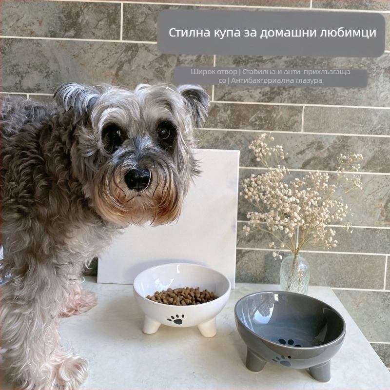 Керамична купа за котки, леген за кучета с голям диаметър, антидетонационна купа за кучета, купа за пиене на домашни любимци, купа за ориз за котки, домашни любимци на едро