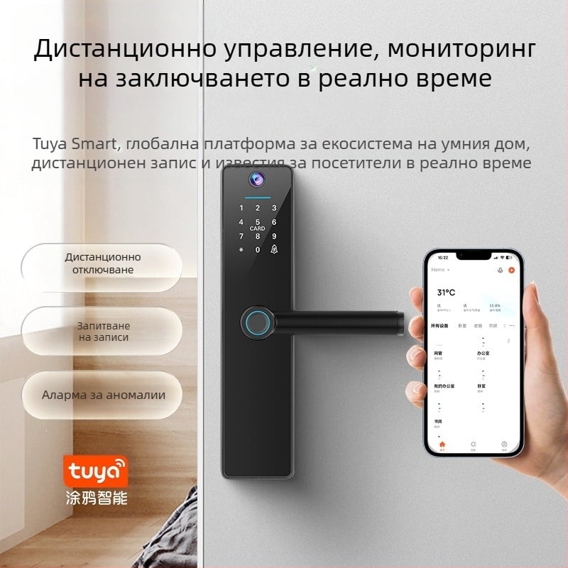 Графити заключване с пръстов отпечатък тип „котешко око“, дистанционно заключване, дървена врата, плъзгане на карта, интелигентно заключване, офис, спалня, трансграничен нов модел, къща под наем