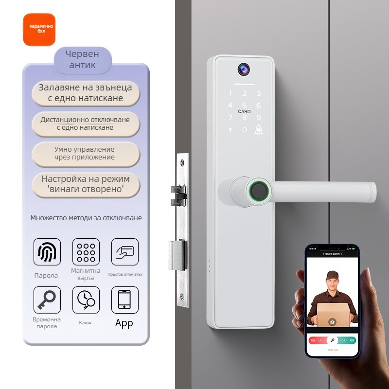 Графити заключване с пръстов отпечатък тип „котешко око“, дистанционно заключване, дървена врата, плъзгане на карта, интелигентно заключване, офис, спалня, трансграничен нов модел, къща под наем