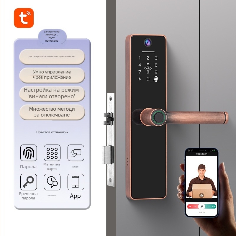 Графити заключване с пръстов отпечатък тип „котешко око“, дистанционно заключване, дървена врата, плъзгане на карта, интелигентно заключване, офис, спалня, трансграничен нов модел, къща под наем