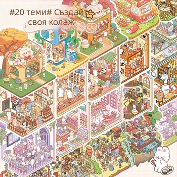 Комплект сладки стикери за озеленяване, колекция от миниатюрни сцени, стикери за анимационни филми, стикери за образователни играчки за деца, стикери