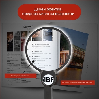 Ръчна лупа 5X 10X с висока разделителна способност за възрастни хора със светлинна LED лупа за четене, Amazon нов модел