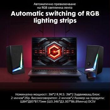 2.0 канален RGB мултимедиен високоговорител, настолен кабелен високоговорител, субуфер за електронни спортове, преносим компютър, USB аудио