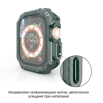 Подходящ за Apple Watch 10-то поколение TPU калъф с карбонов шарка и контрастен цвят, защитен калъф против падане iWatch 56789Th Generation.