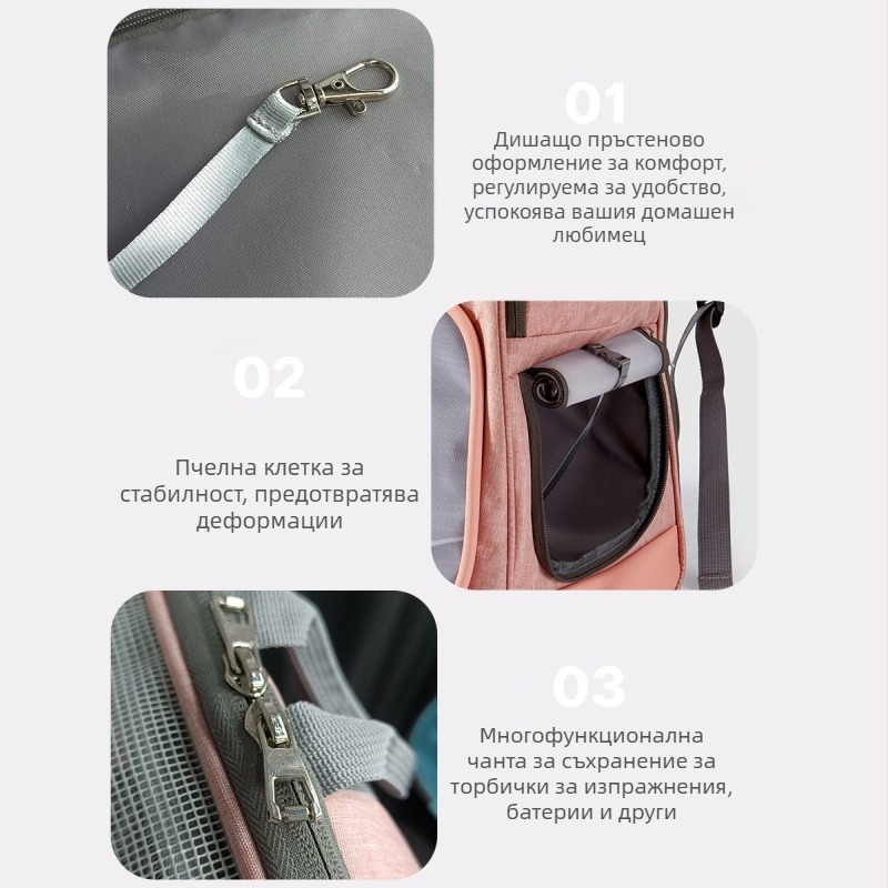 Нова раница за домашни любимци, преносима раница за котки, дишаща мрежеста раница за котки с вентилатор