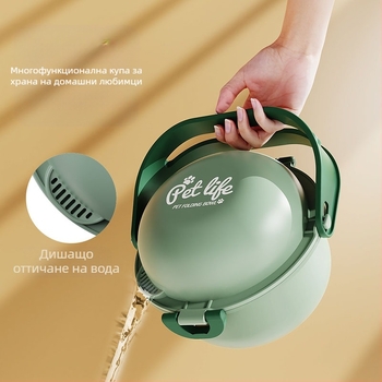 Трансгранична двуслойна купа за домашни любимци за външна употреба, регулируема питейна вода, храна за кучета, преносима, висока купа за домашни любимци, сгъваема, против задавяне