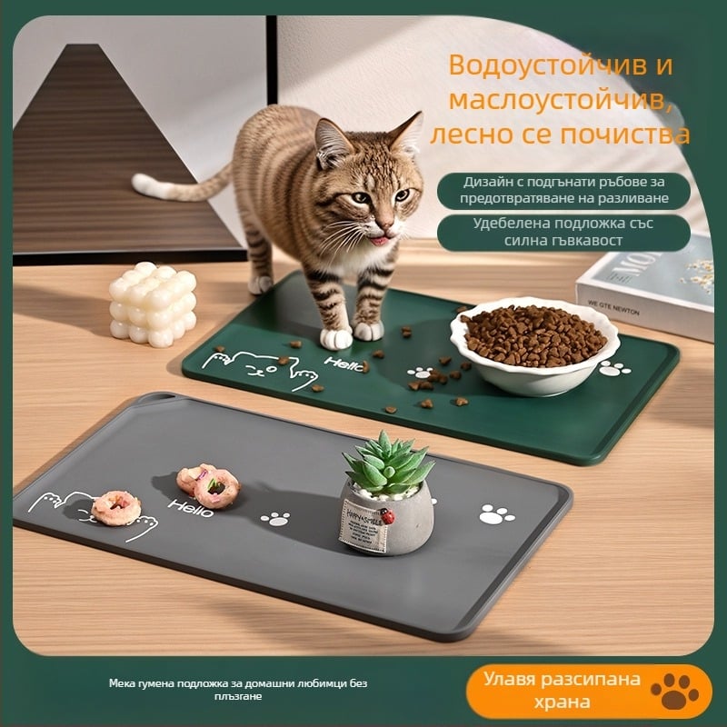 Подложка за домашни любимци, проста водоустойчива и маслоустойчива котешка постелка, подложка за хранене на котки, голяма мека гумена противоплъзгаща се постелка