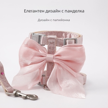 Котешка каишка против счупване, кожена каишка Taobao, ярка копринена, голяма панделка за котка с I-образна каишка на едро