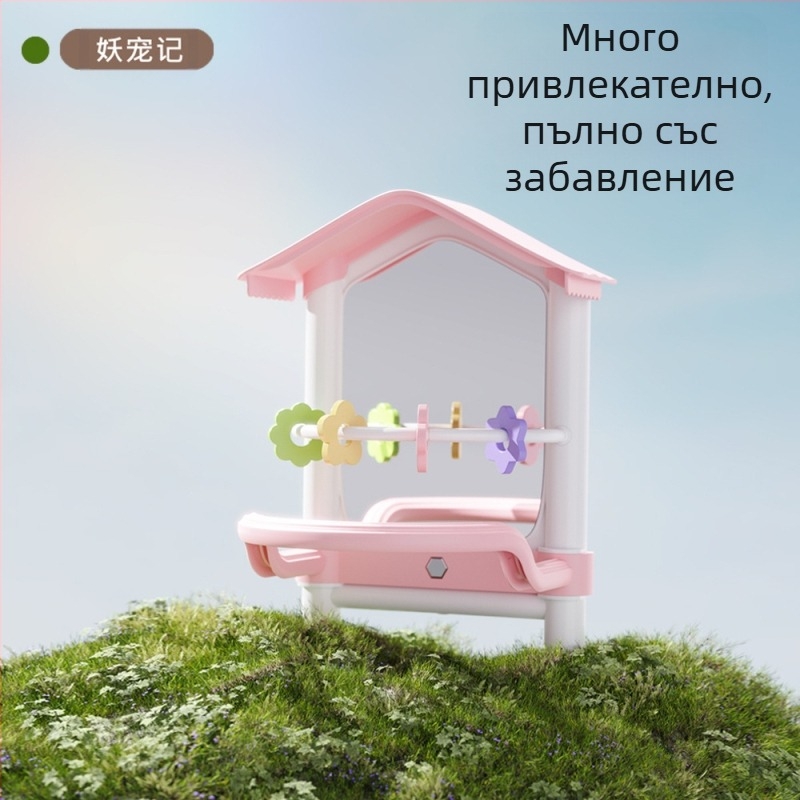 Голяма висяща клетка с огледало за папагалска декорация за вълнисти папагали, неразлучници, корели и малки птици