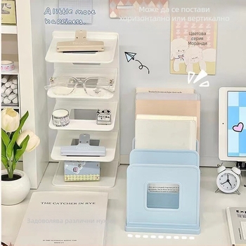 Настолна поставка за книги, акрилен материал, прозрачна поставка за студентски книги, офис канцеларски материали, етажерка за книги на едро