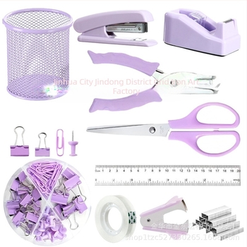 Комплект за офис принадлежности за писане в трансграничен режим, цветни макарони, телбод, ножици, кутия за съхранение на телбод