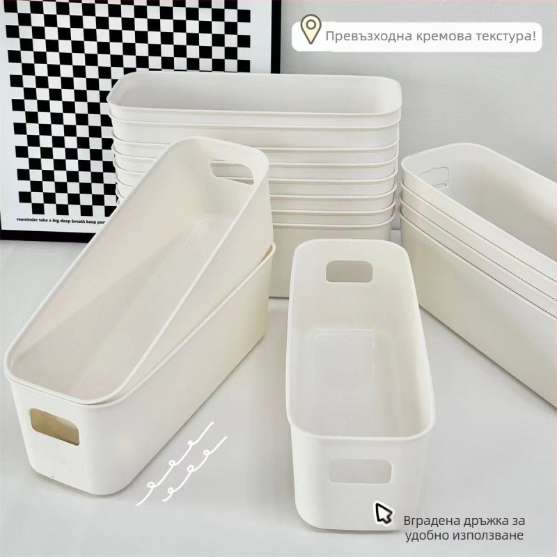 Правоъгълна кутия за съхранение, многофункционална японска кутия за съхранение, пластмасова кутия, чекмедже, кутия за съхранение, организираща кутия