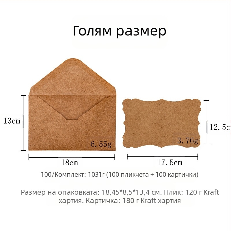 Креативна поздравителна картичка от крафт хартия, ретро, празна вълна, дантела, ръчна, за рожден ден, Денят на благодарността, плик за благословия