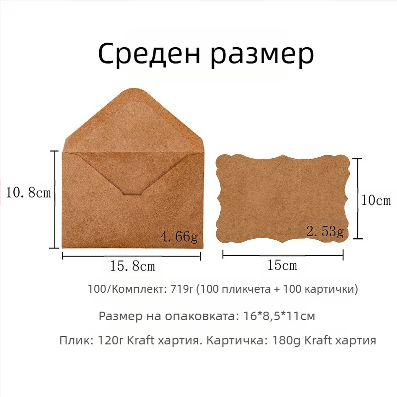 Креативна поздравителна картичка от крафт хартия, ретро, празна вълна, дантела, ръчна, за рожден ден, Денят на благодарността, плик за благословия