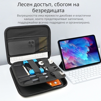 Чанта за iPad, защитен калъф за 12,9 инча и 10,8 инча, чанта, многофункционална кутия за съхранение на кабели за данни