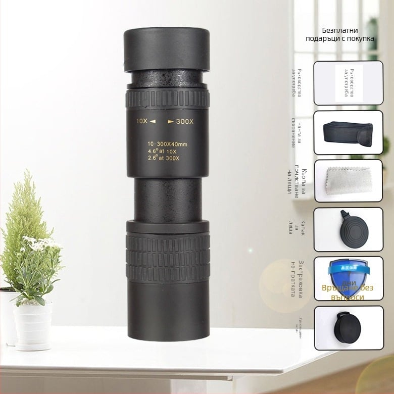 10-300x 40 нов телескоп с висока мощност HD еднотръбен зум камера за мобилен телефон телескоп