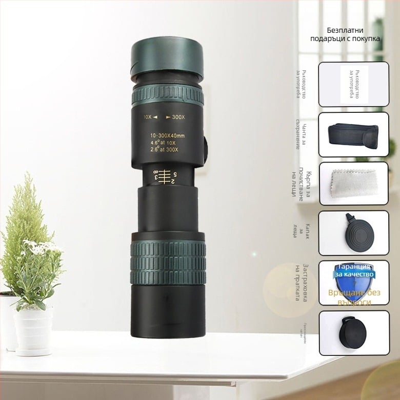 10-300x 40 нов телескоп с висока мощност HD еднотръбен зум камера за мобилен телефон телескоп
