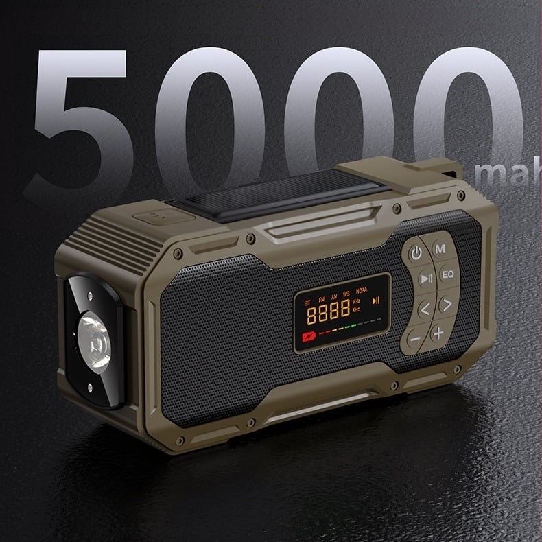 Соларен Bluetooth високоговорител, многофункционален, преносим, за къмпинг, радио, авариен, презареждащ се, фенерче, аудио