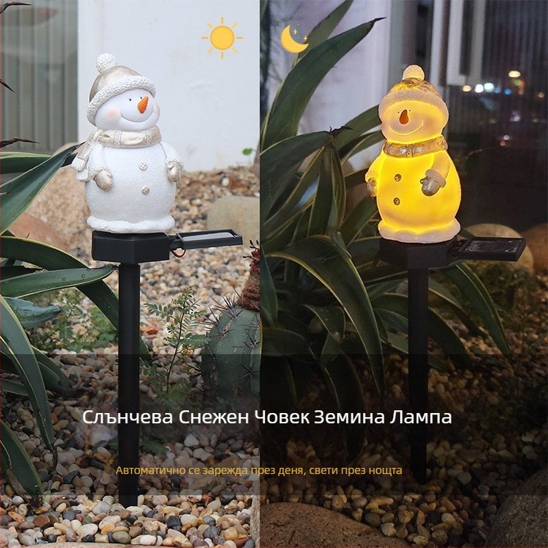 Трансгранична слънчева коледна лампа за снежен човек, външна градинска лампа за двор, ландшафтна лампа, водоустойчива лампа за тревна площ от смола