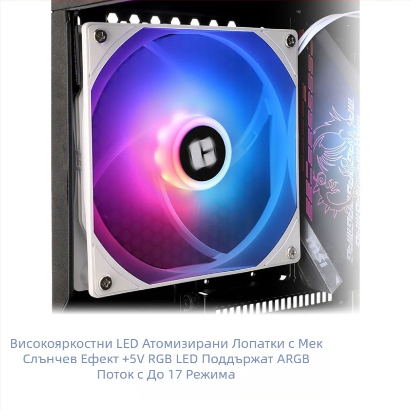 Limin TL-C14C-S черен 14 см вентилатор за шаси, безшумен, бял, ARGB, охлаждащ вентилатор за компютър