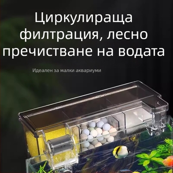 Songbao стенен филтър за аквариум за костенурки, кутия за филтър за аквариум с три в едно, филтър за кислород, стенен монтаж, кутия за струйки на едро