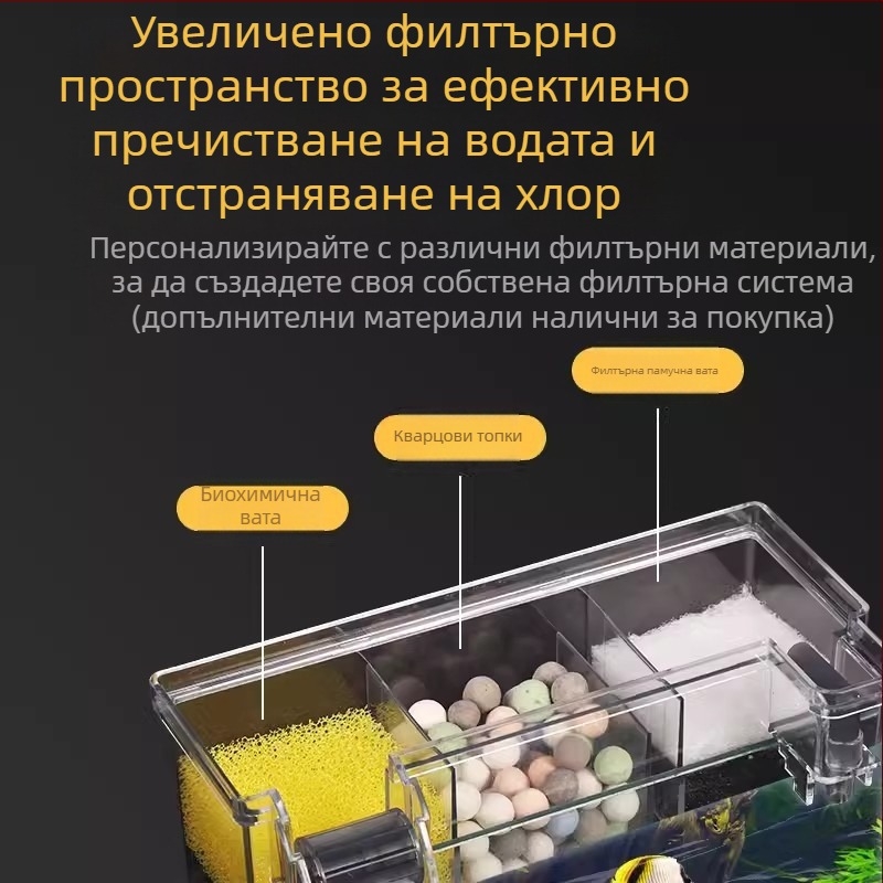 Songbao стенен филтър за аквариум за костенурки, кутия за филтър за аквариум с три в едно, филтър за кислород, стенен монтаж, кутия за струйки на едро
