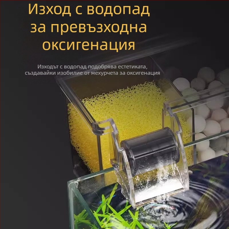 Songbao стенен филтър за аквариум за костенурки, кутия за филтър за аквариум с три в едно, филтър за кислород, стенен монтаж, кутия за струйки на едро