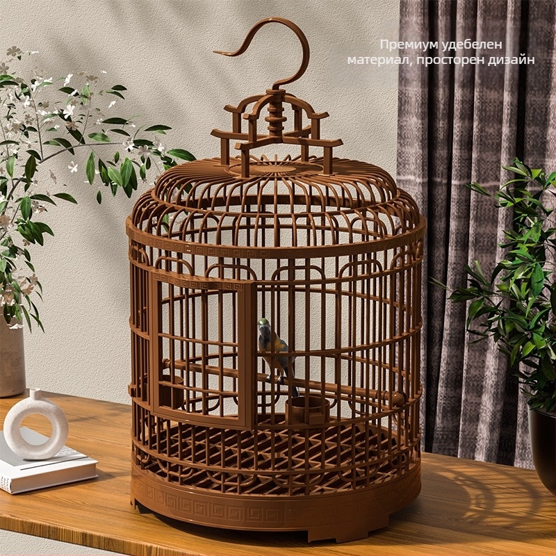 Клетка за птици, луксозна вила, голяма, за излизане навън, клетка за домашни любимци, винтидж пластмасова, божур, тигрова кожа, перлена, папагалска клетка за птици