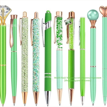 Комплект химикалки с 10 части, забавен цвят, розово злато, лилаво, зелено, кръгли мъниста за момичета