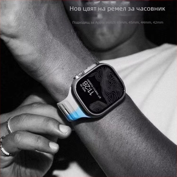 Подходящ за Apple Watch 38/42, силиконова каишка с квадратна катарама, контрастираща, ултра, производител, готова за употреба.