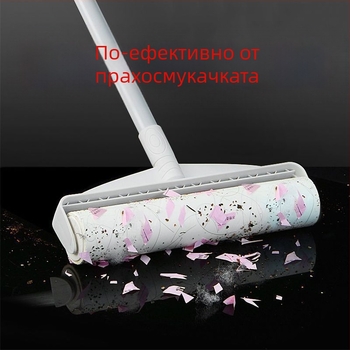 Голям валяк за мъхчета с дълга дръжка за премахване на косми от легла и подове, четка за почистване на прах