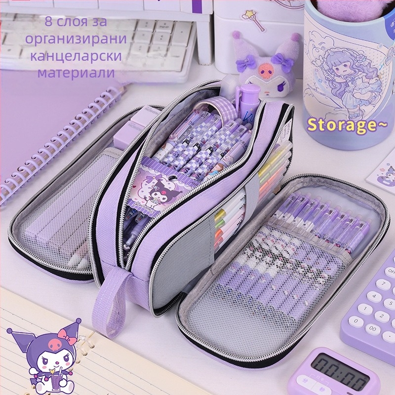 Нов многослоен калъф за моливи с голям капацитет и висок вид за началото на учебния сезон, кутия за канцеларски материали за момичета от прогимназията и началното училище, устойчив на петна калъф за моливи
