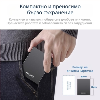 Philips PSSD Mobile Solid State Drive Мобилен телефон Компютър Type-C Двуфункционален твърд диск Високоскоростно съхранение на едро Разширение