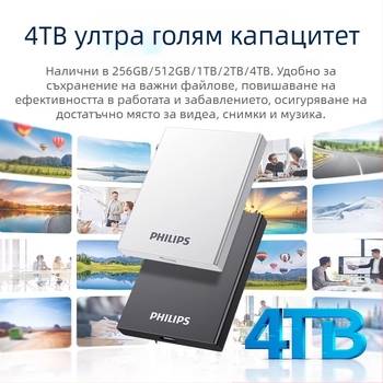 Philips PSSD Mobile Solid State Drive Мобилен телефон Компютър Type-C Двуфункционален твърд диск Високоскоростно съхранение на едро Разширение