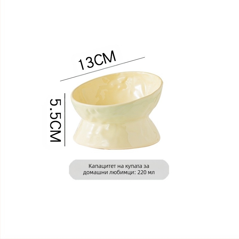 Купа за котки, купа за кучета, керамична купа за котки, сладка диагонална двойна купа, защита за врата на котешка мивка, висока купа, антидетонационна мивка за кучета на едро