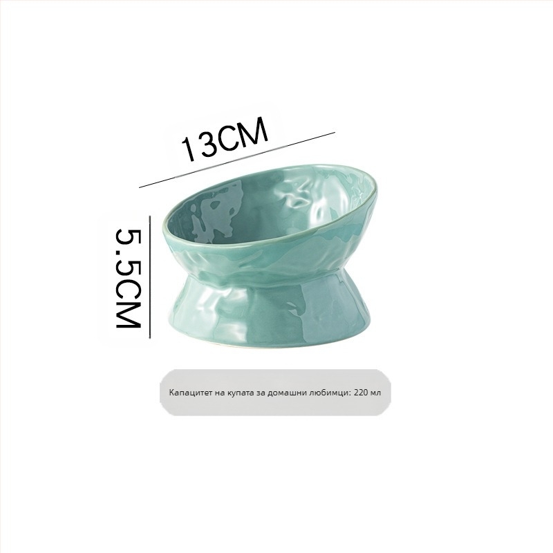Купа за котки, купа за кучета, керамична купа за котки, сладка диагонална двойна купа, защита за врата на котешка мивка, висока купа, антидетонационна мивка за кучета на едро