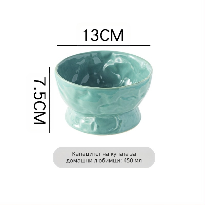 Купа за котки, купа за кучета, керамична купа за котки, сладка диагонална двойна купа, защита за врата на котешка мивка, висока купа, антидетонационна мивка за кучета на едро