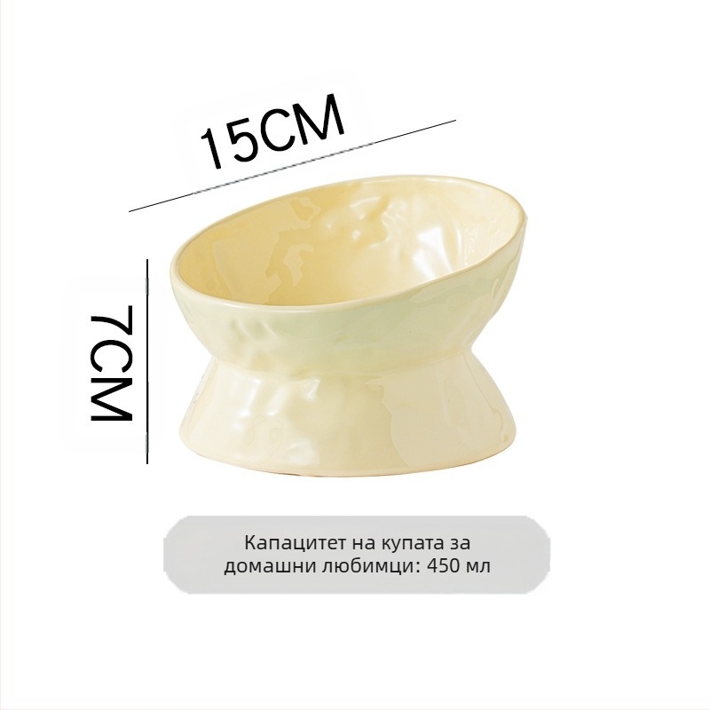 Купа за котки, купа за кучета, керамична купа за котки, сладка диагонална двойна купа, защита за врата на котешка мивка, висока купа, антидетонационна мивка за кучета на едро