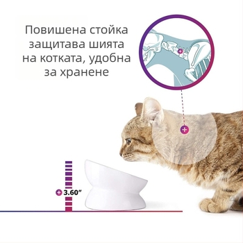 Трансгранична едрова купа за пиене на домашни любимци, антидетонираща купа за котешка храна с висока основа, наклонена керамична купа за котки, защита на врата на кучета