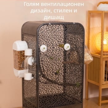 Нова прозрачна клетка за папагал, панорамна акрилна клетка, устойчива на пръски, декоративна вила, клетка за птици, дисплейна клетка на едро