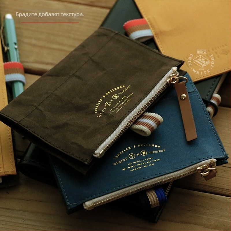 Чанта за съхранение с цип Multi-TN, аксесоари, хартиена книга DuPont, измита телешка кожа, чанта за банкноти, обграждаща