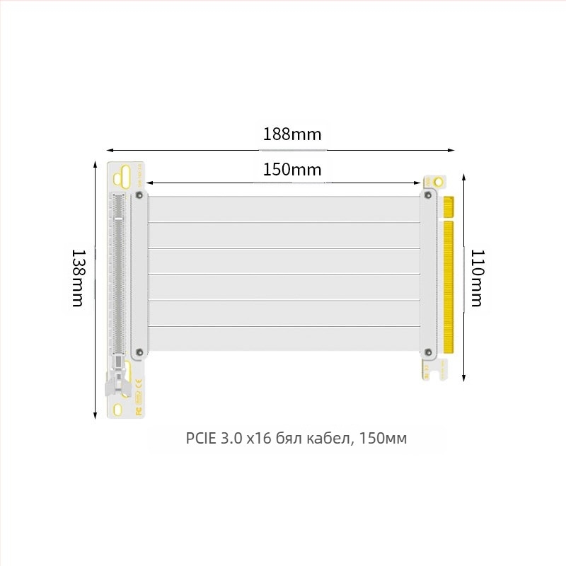 Удължителен кабел за графична карта PCI-E 3.0 4.0 16x с нулева степен, 90° ъгъл, адаптерна карта, стабилна високоскоростна трансмисия