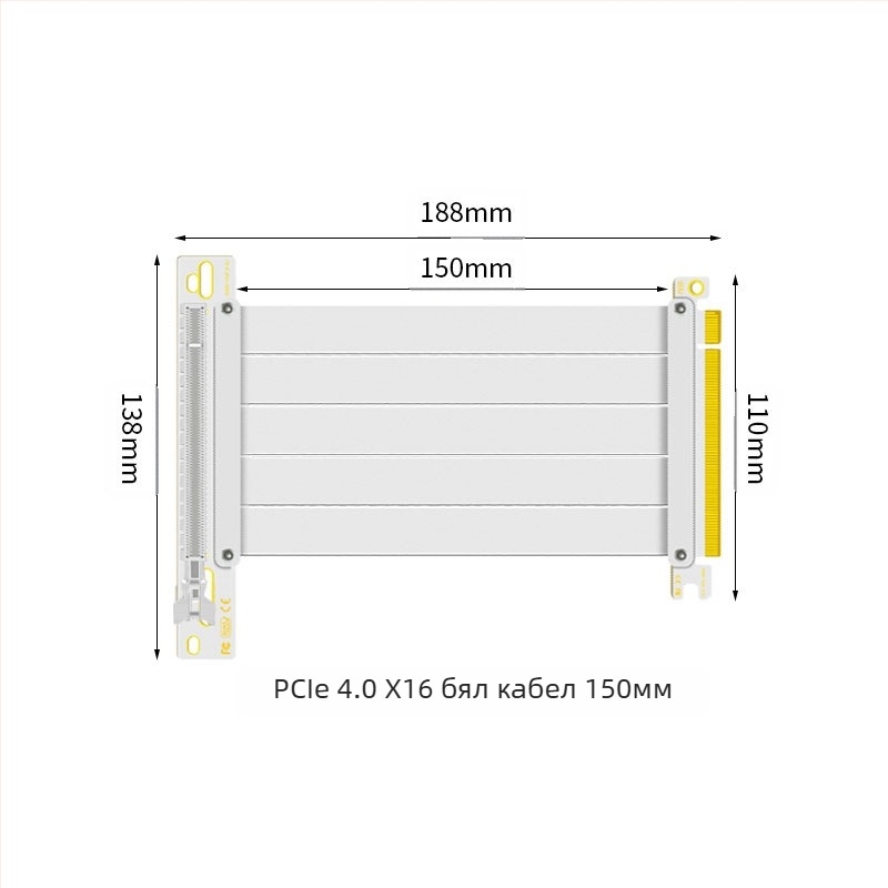Удължителен кабел за графична карта PCI-E 3.0 4.0 16x с нулева степен, 90° ъгъл, адаптерна карта, стабилна високоскоростна трансмисия