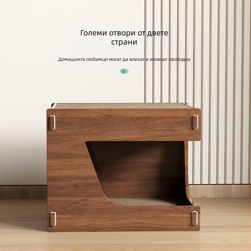 Дъска за драскане на котки, вградена котешка гнездо, устойчива на износване, устойчива на скрап, шлифовъчна машина за нокти, издръжлива къщичка за котешки нокти, гофрирана хартия, вила за къщичка за котки