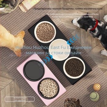 Керамична саксия за домашни любимци, котешка храна, купа за котки, купичка за домашни любимци против черна брадичка, античукаща, защита на врата на домашни любимци, принадлежности за хранене