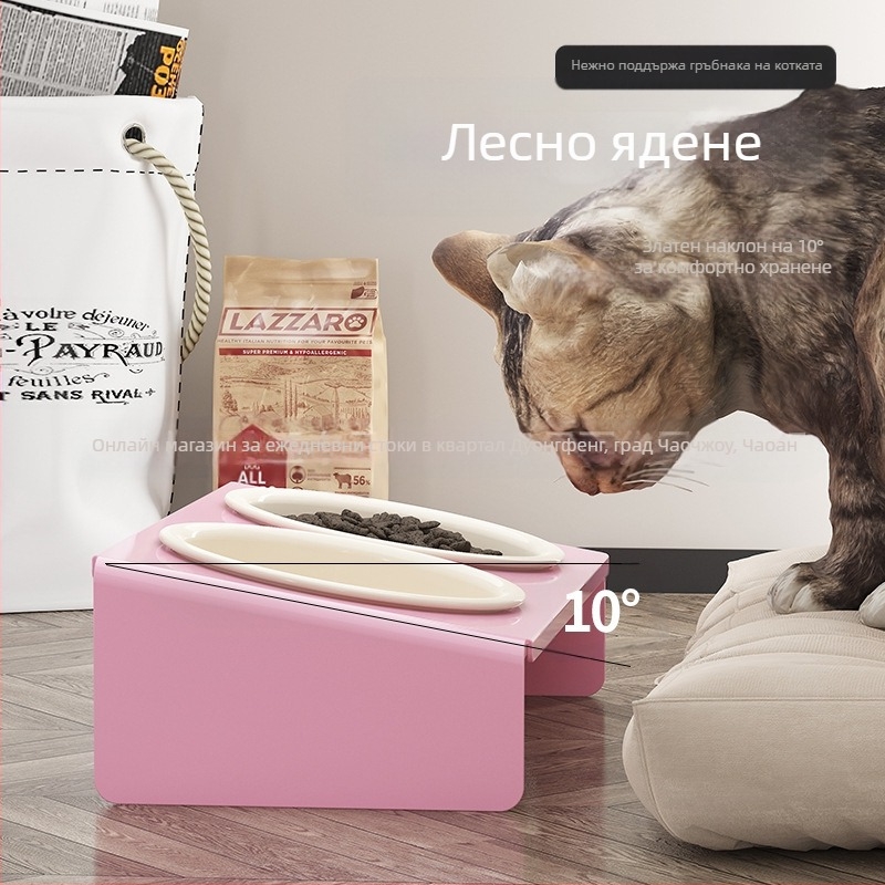 Керамична саксия за домашни любимци, котешка храна, купа за котки, купичка за домашни любимци против черна брадичка, античукаща, защита на врата на домашни любимци, принадлежности за хранене