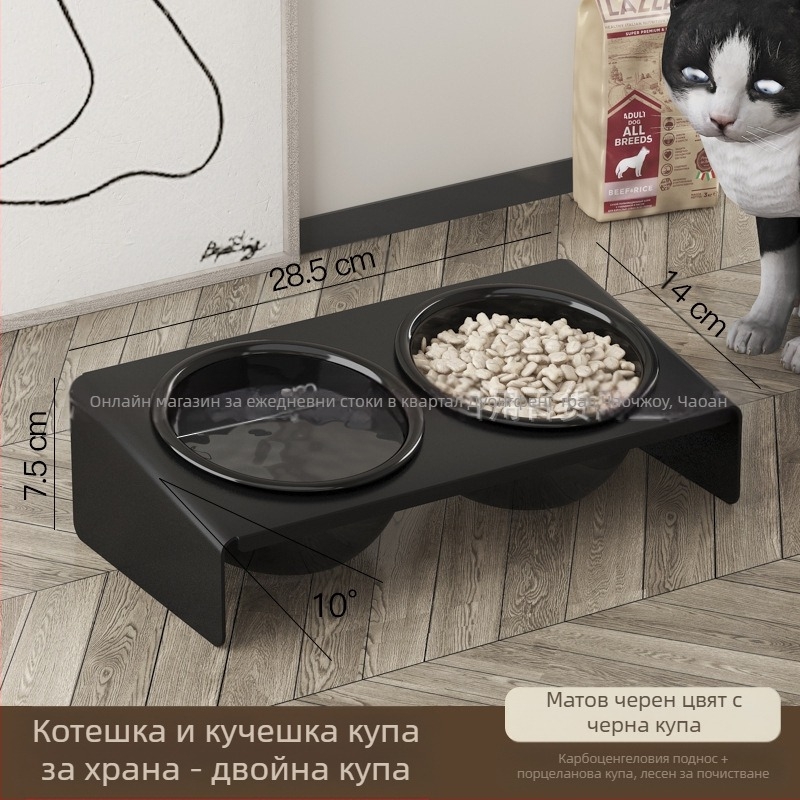 Керамична саксия за домашни любимци, котешка храна, купа за котки, купичка за домашни любимци против черна брадичка, античукаща, защита на врата на домашни любимци, принадлежности за хранене