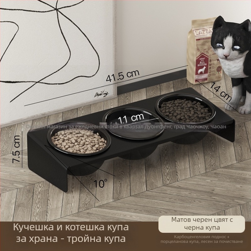 Керамична саксия за домашни любимци, котешка храна, купа за котки, купичка за домашни любимци против черна брадичка, античукаща, защита на врата на домашни любимци, принадлежности за хранене