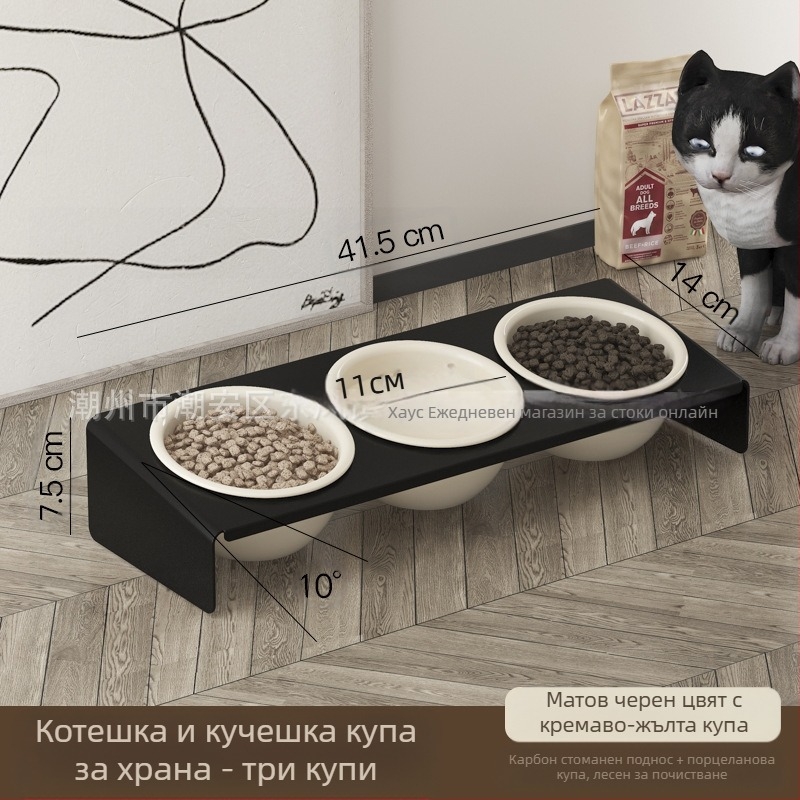 Керамична саксия за домашни любимци, котешка храна, купа за котки, купичка за домашни любимци против черна брадичка, античукаща, защита на врата на домашни любимци, принадлежности за хранене